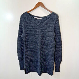 Athleta Womens Wool Basket Weave Sweater Size M Gray Minimalist Capsule Wardrobe